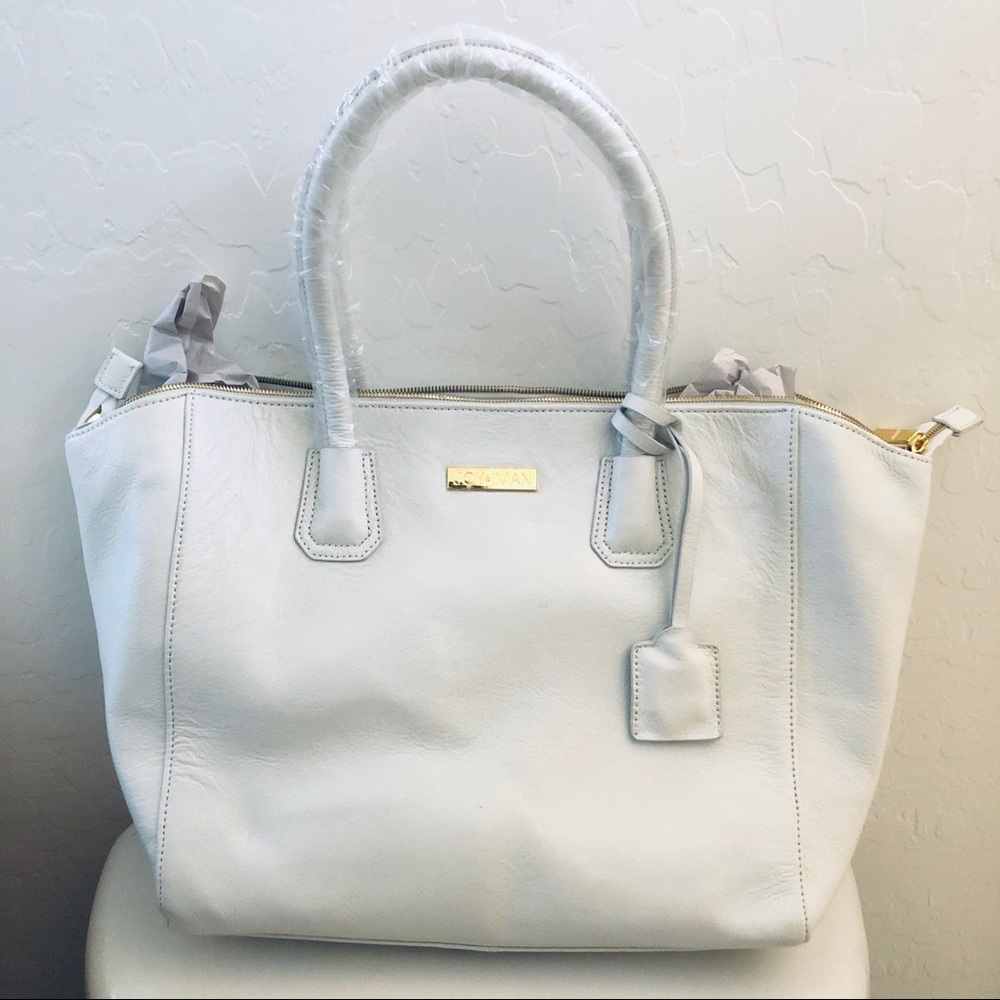Joy & IMAN Pure White Oversized Faux Leather Tote